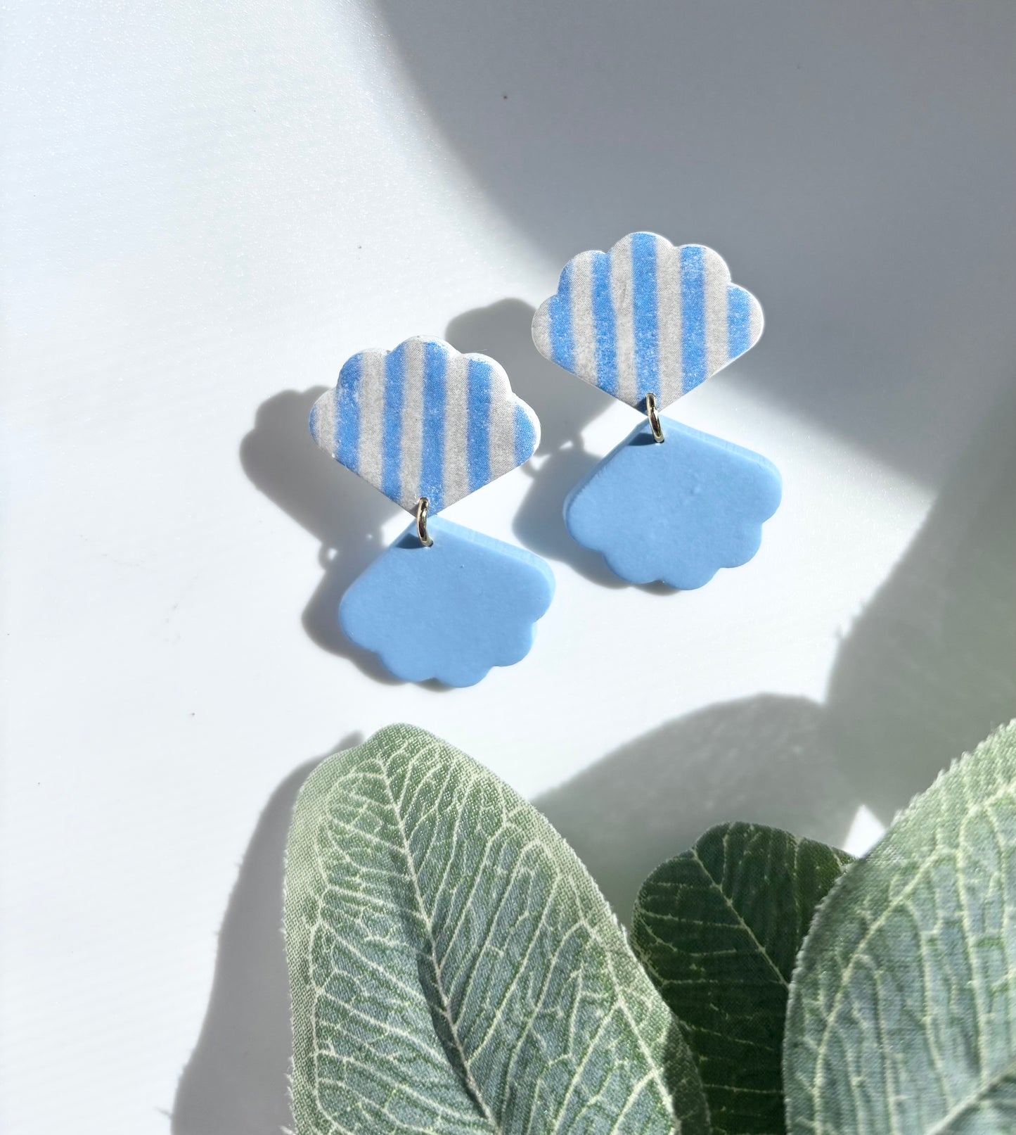 scalloped dangles in baby blue