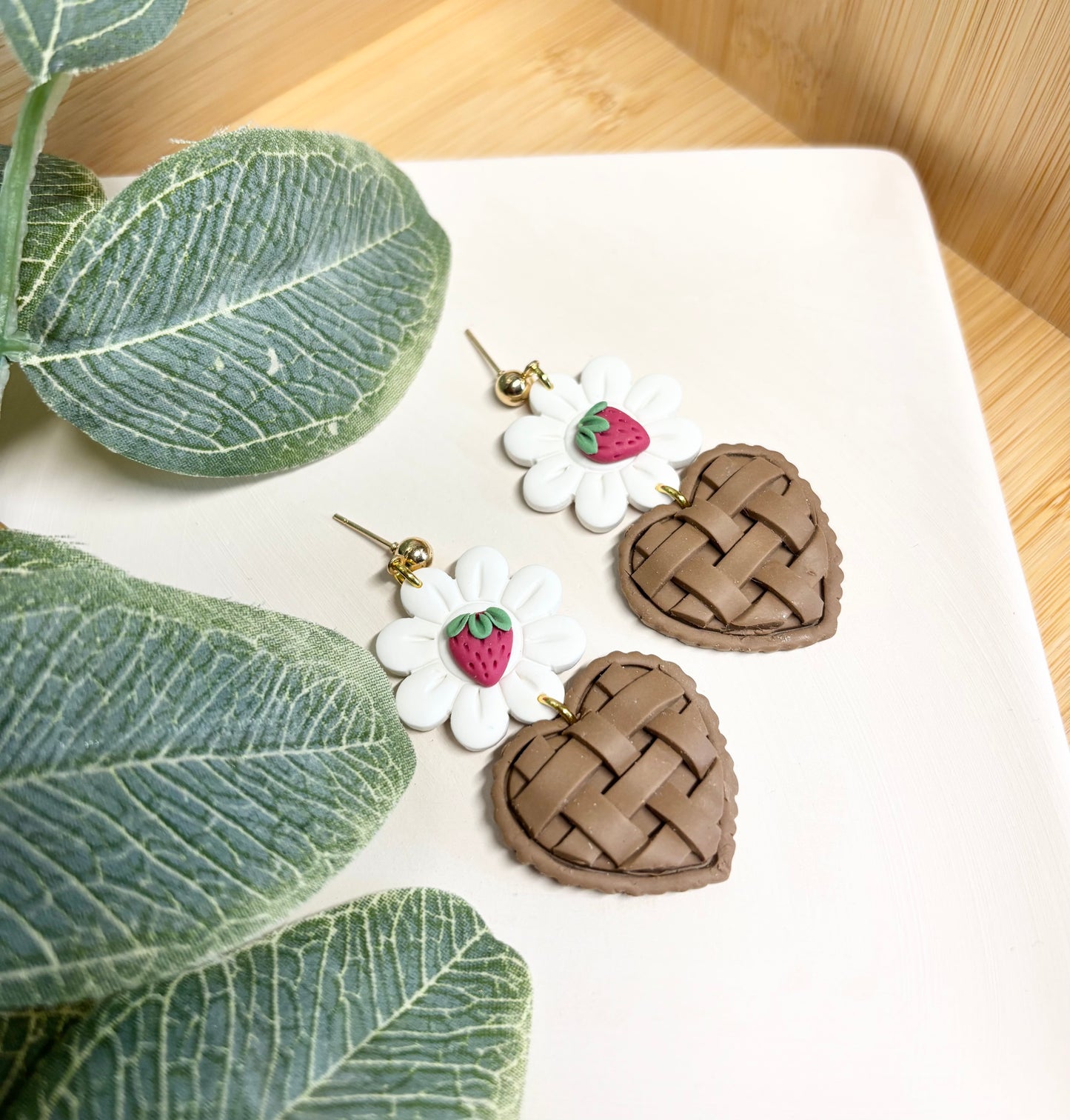 strawberry lattice statement earrings