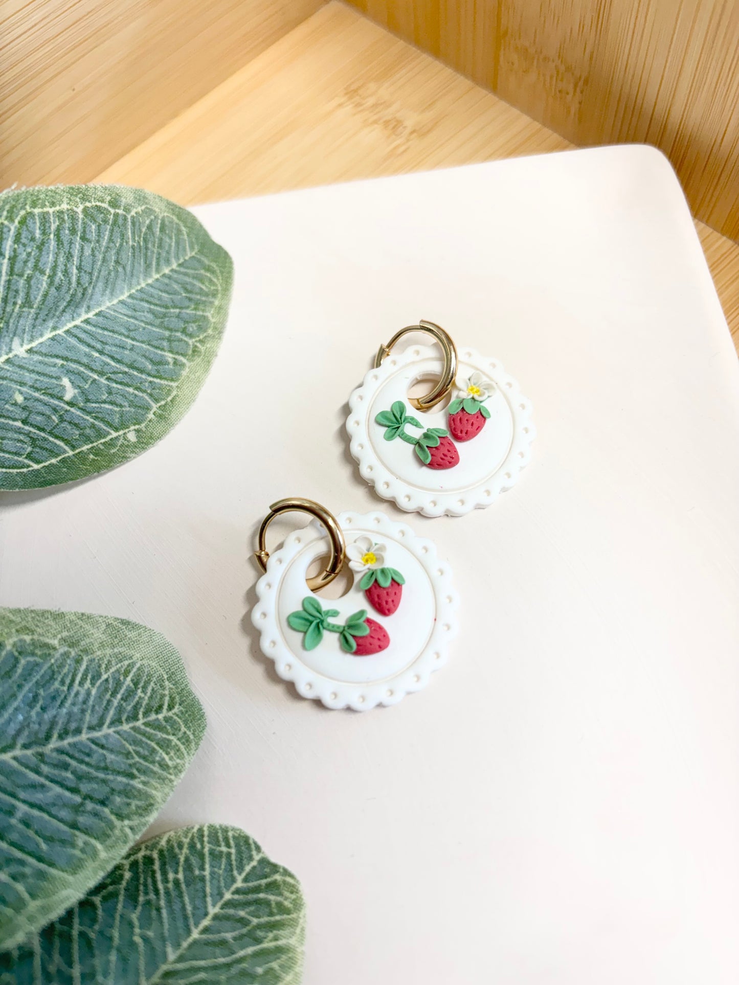 interchangeable strawberry plant earrings