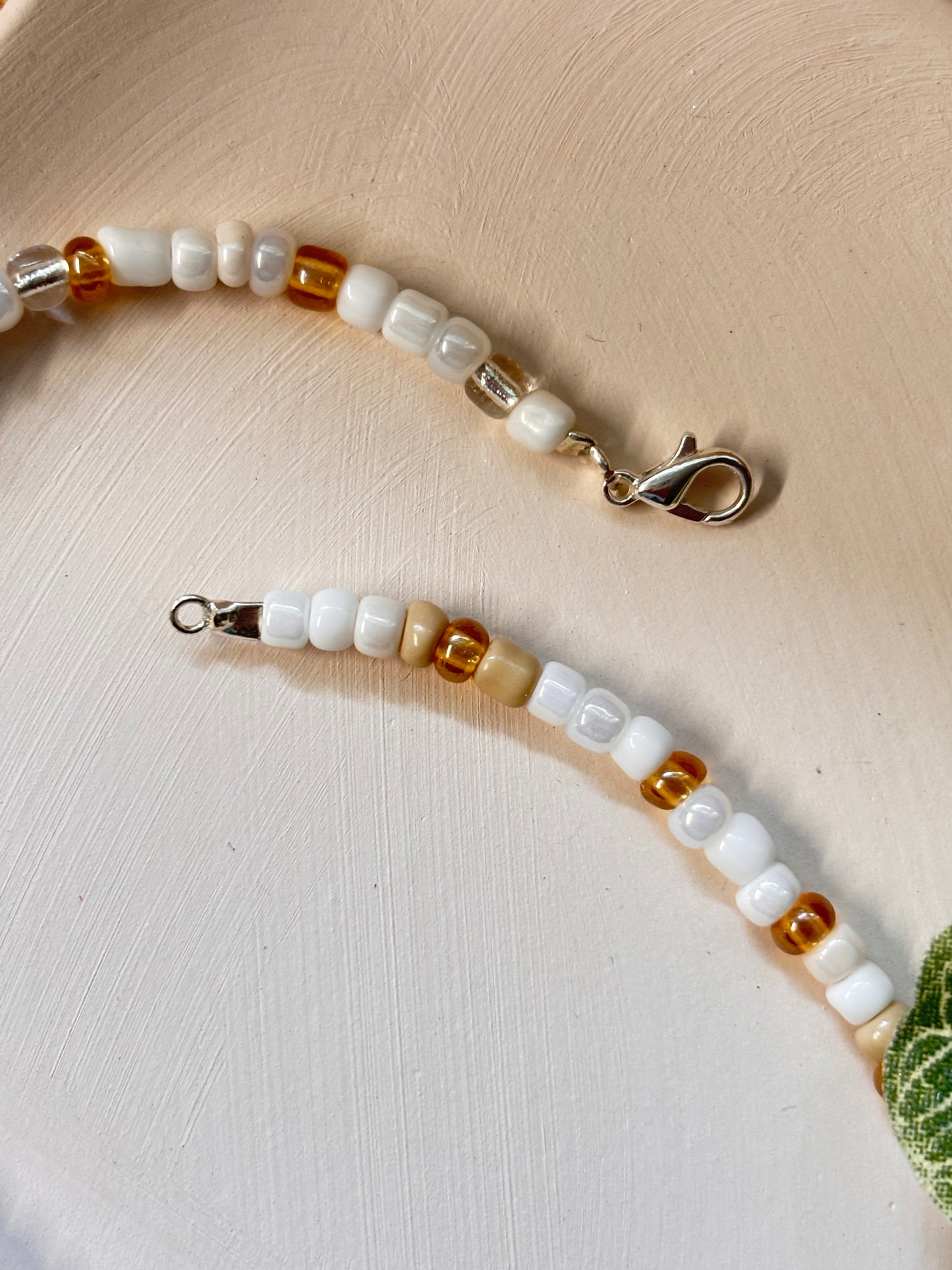 light neutral seed bead choker necklace