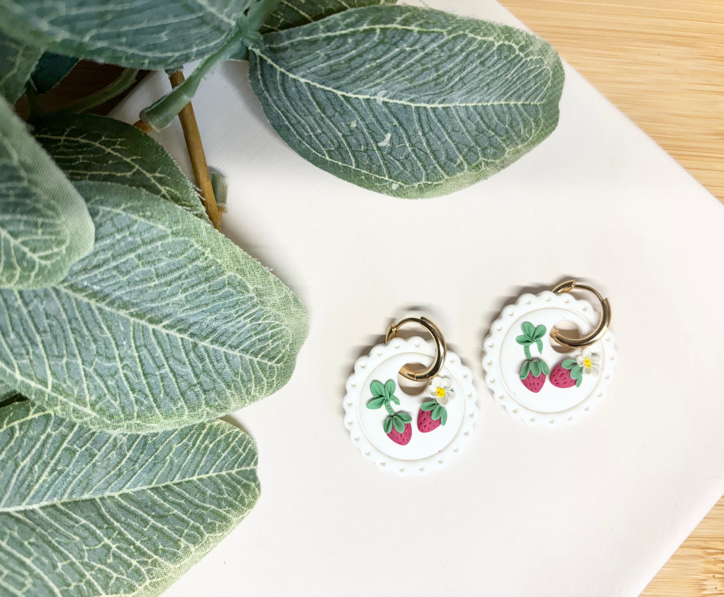 interchangeable strawberry plant earrings