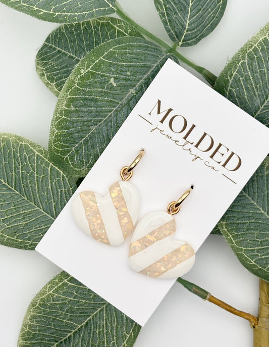 chunky heart huggie (opal)