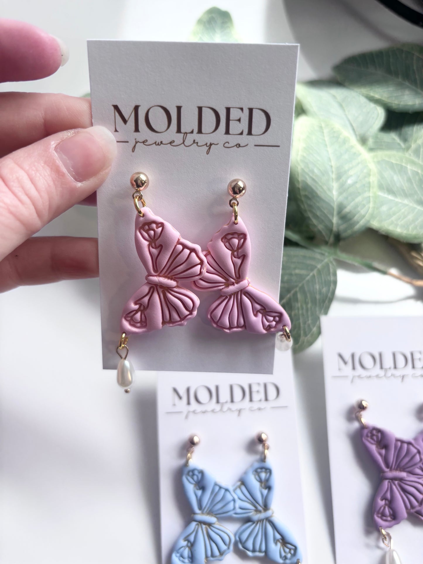 spring pearl butterfly earrings