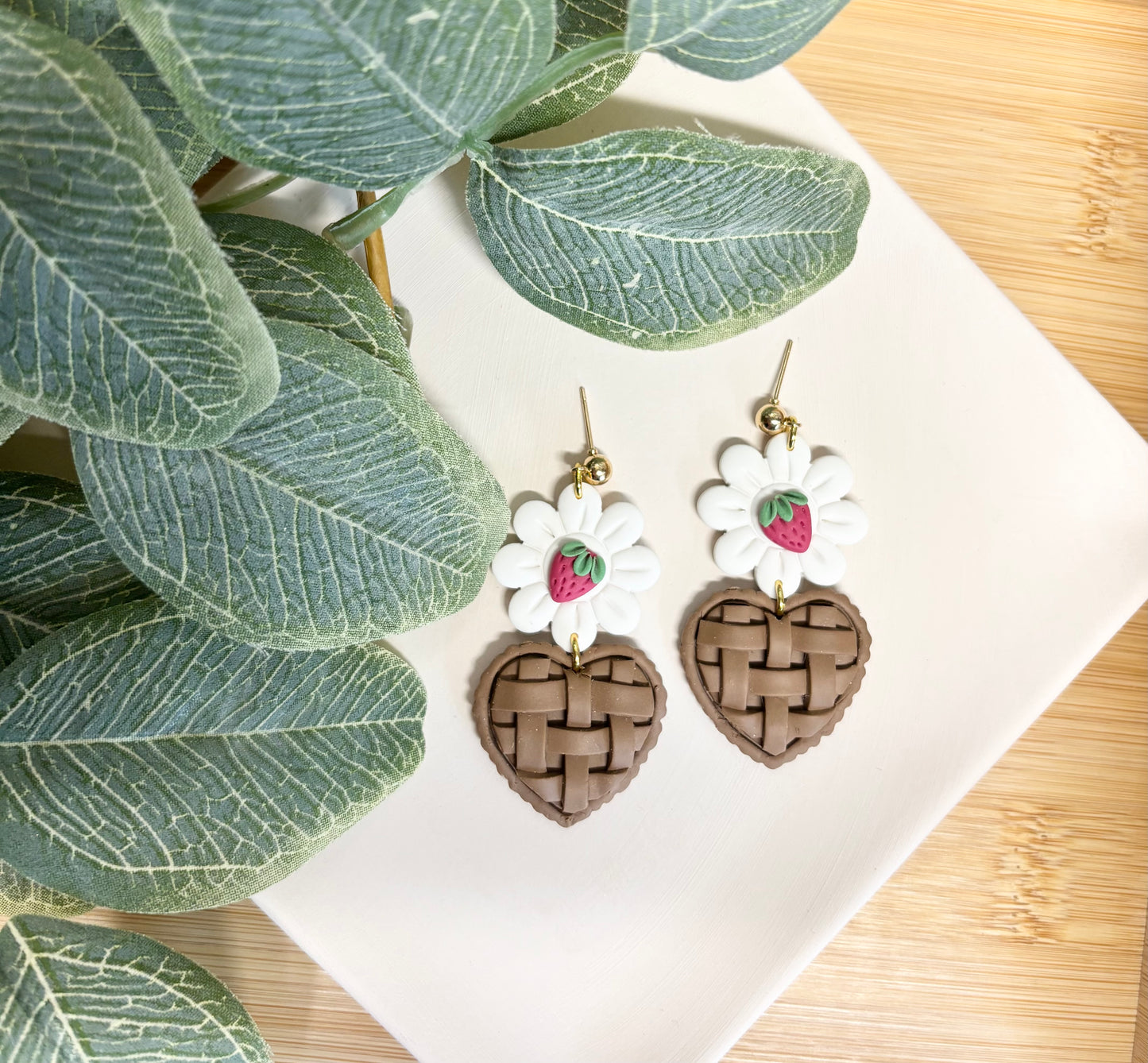 strawberry lattice statement earrings