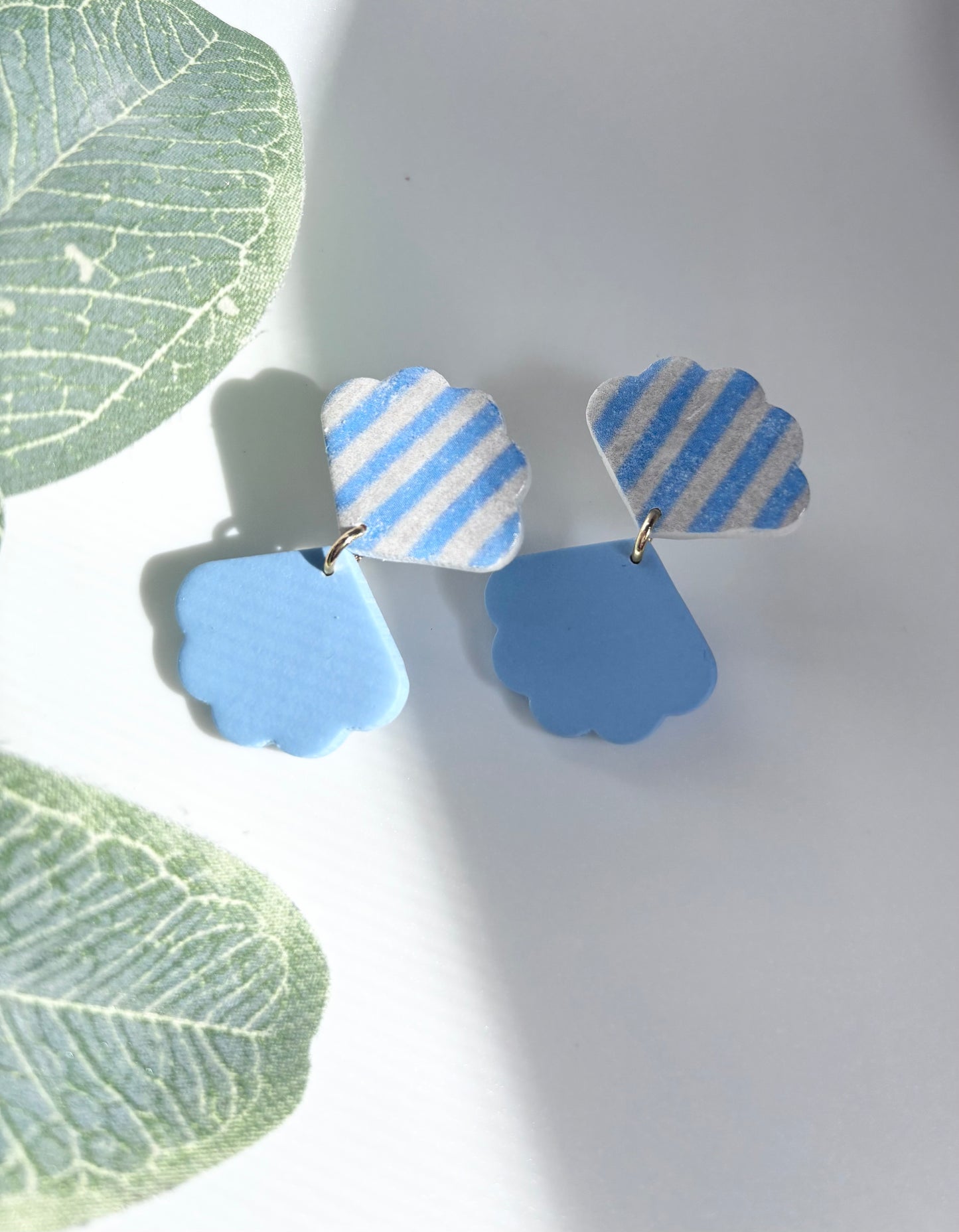 scalloped dangles in baby blue