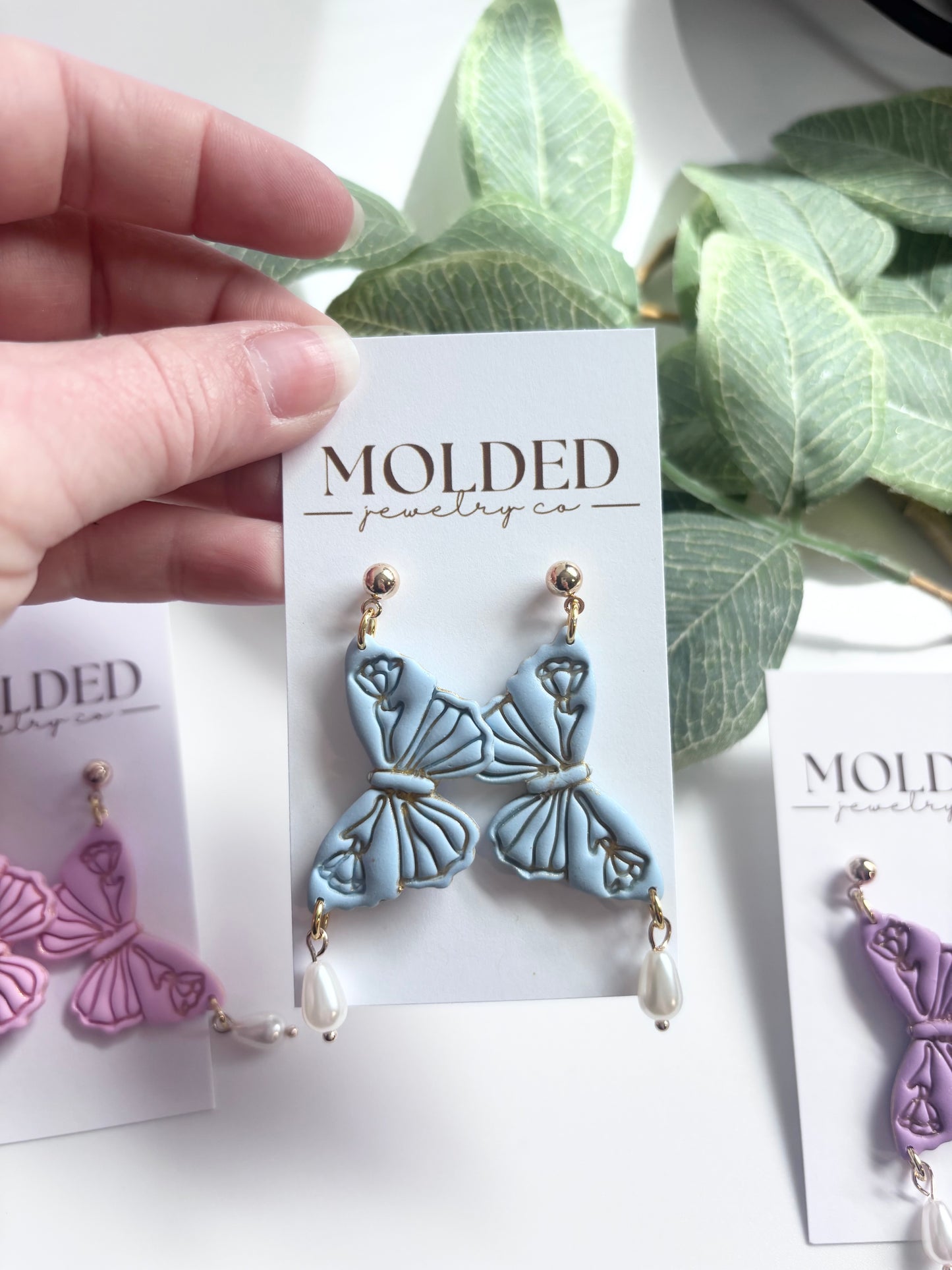 spring pearl butterfly earrings