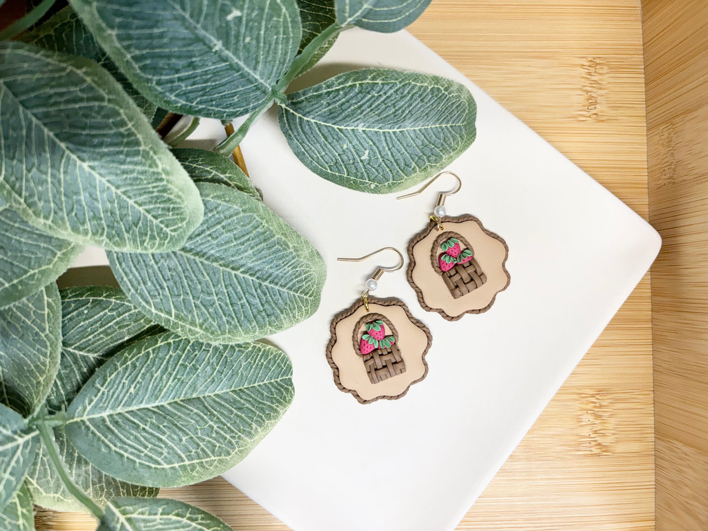 strawberry basket earrings