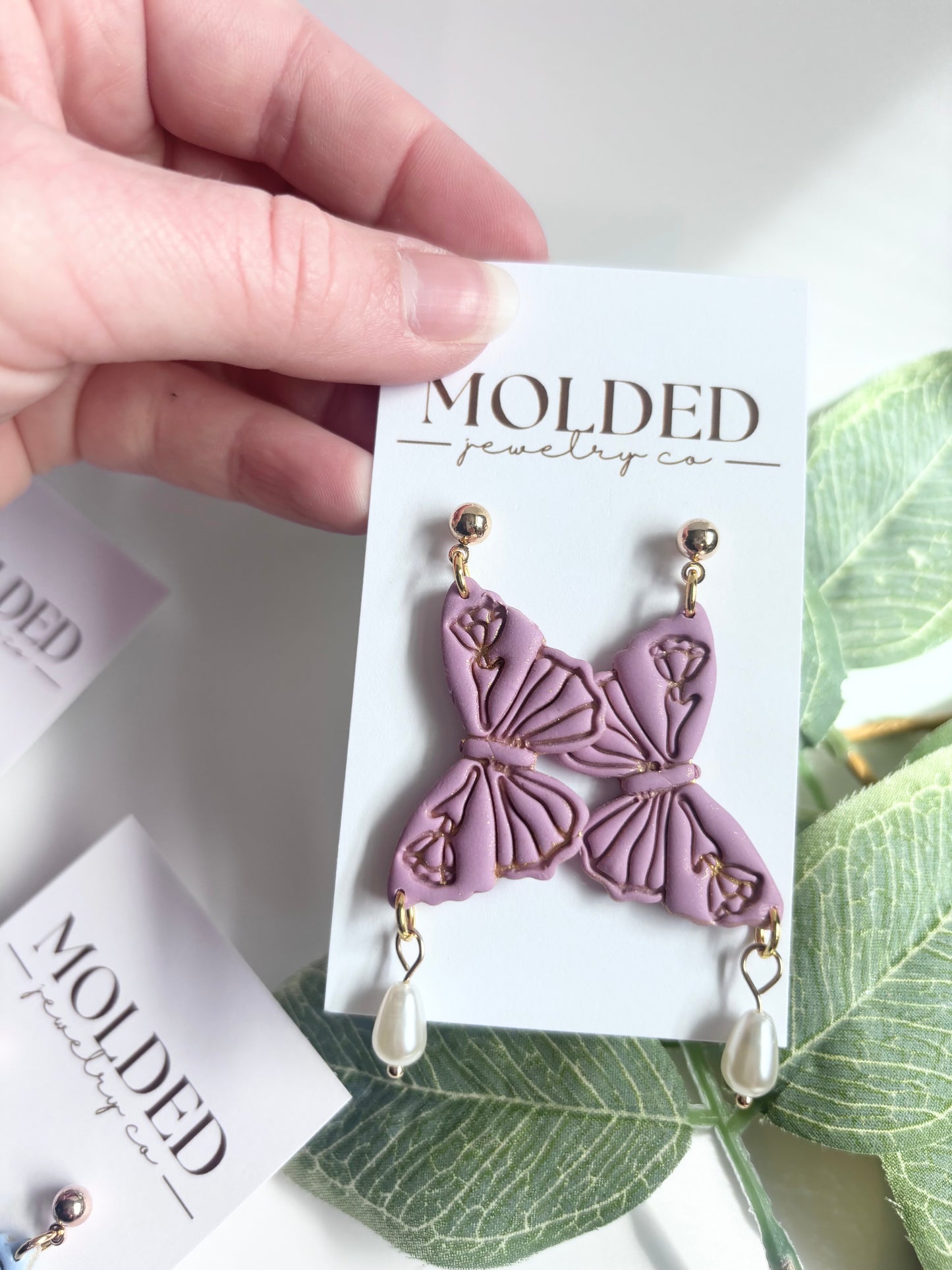 spring pearl butterfly earrings
