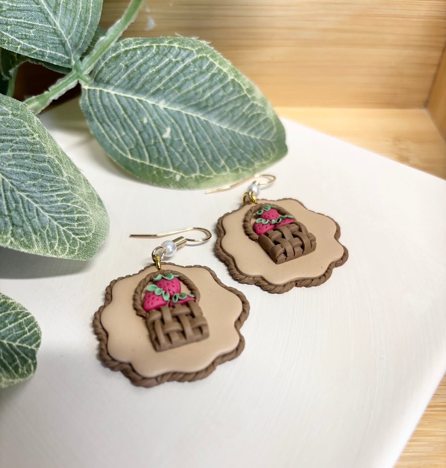 strawberry basket earrings