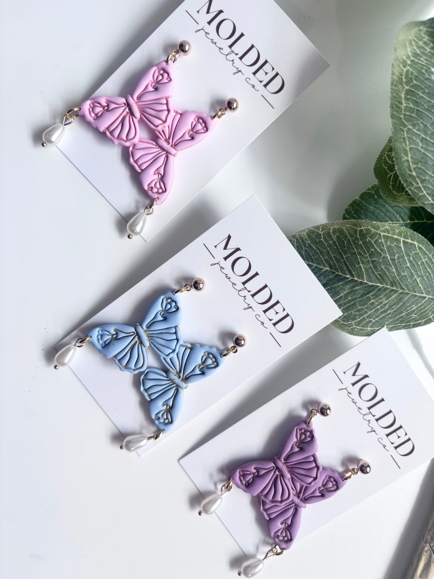 spring pearl butterfly earrings