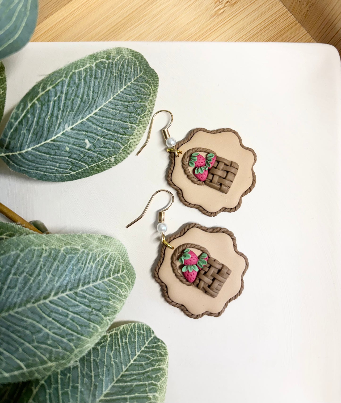 strawberry basket earrings