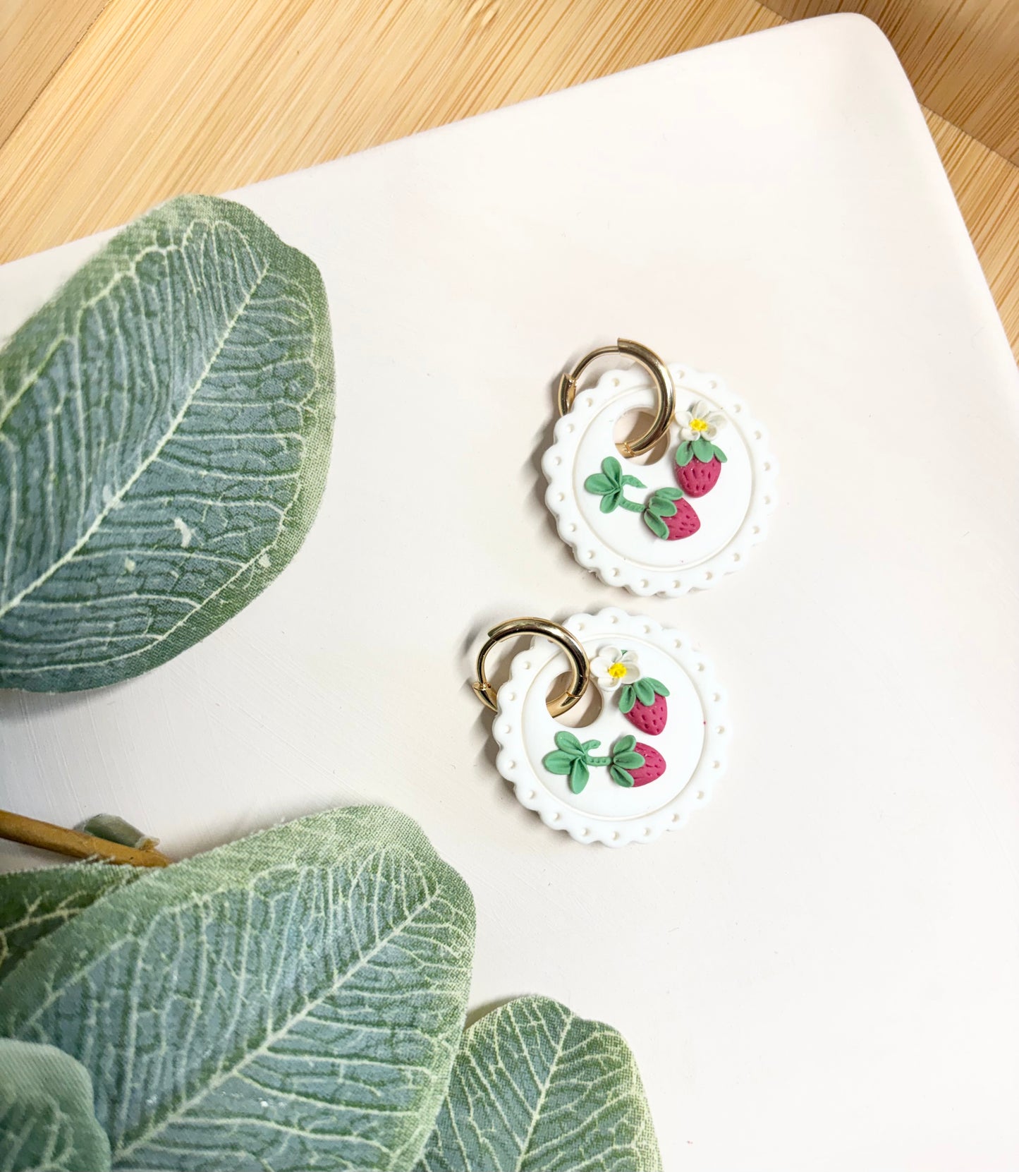 interchangeable strawberry plant earrings