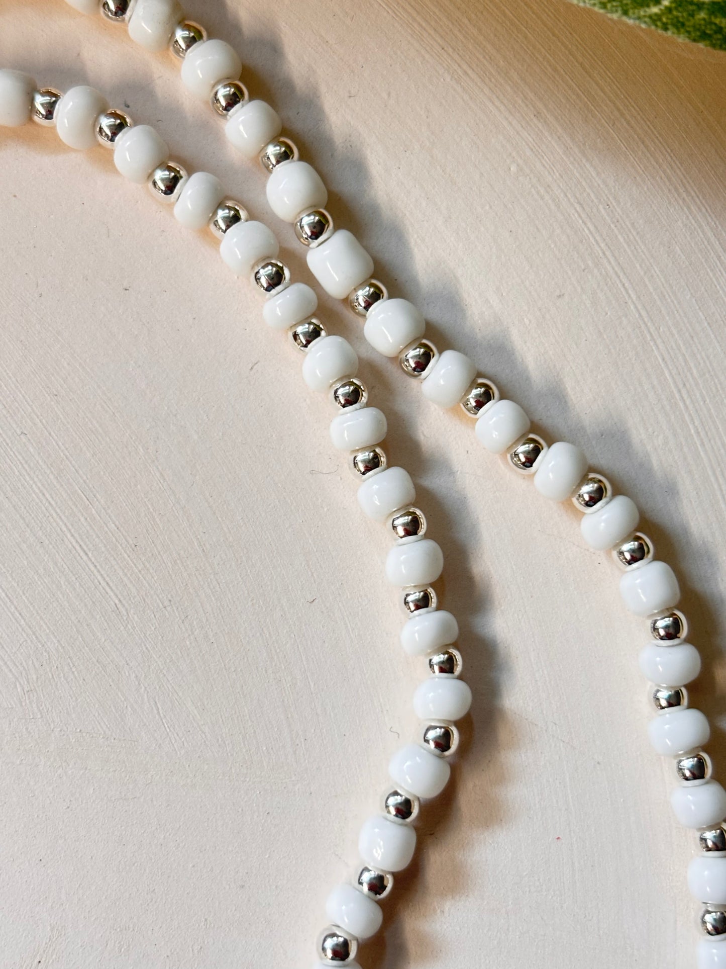 simple white seed bead choker necklace