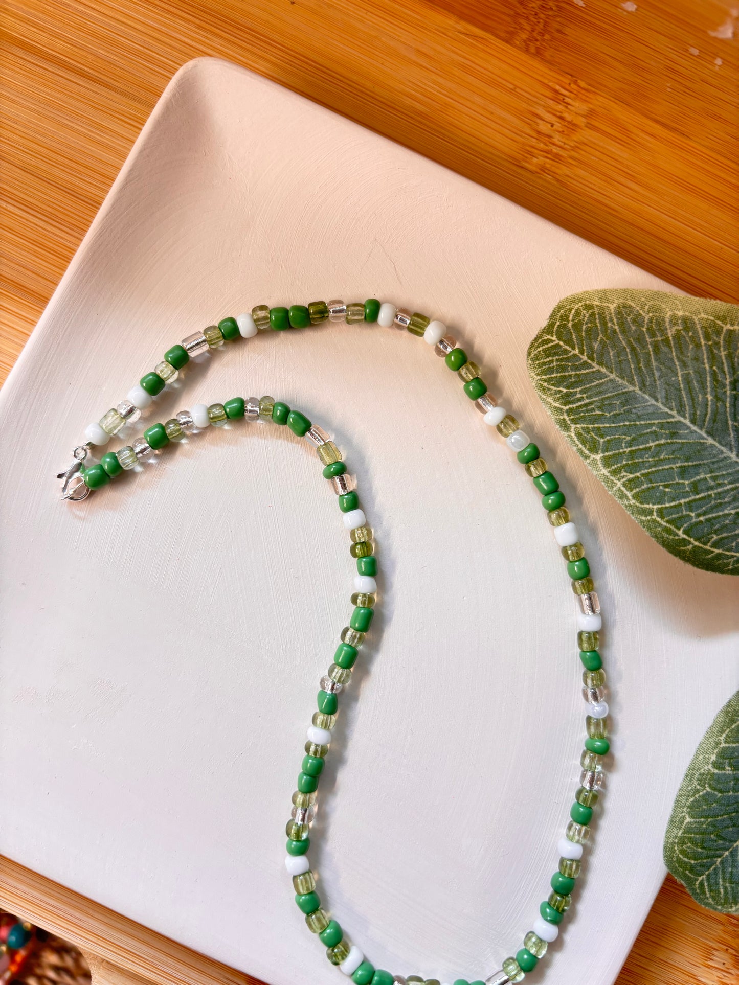 jaded seed bead choker necklace
