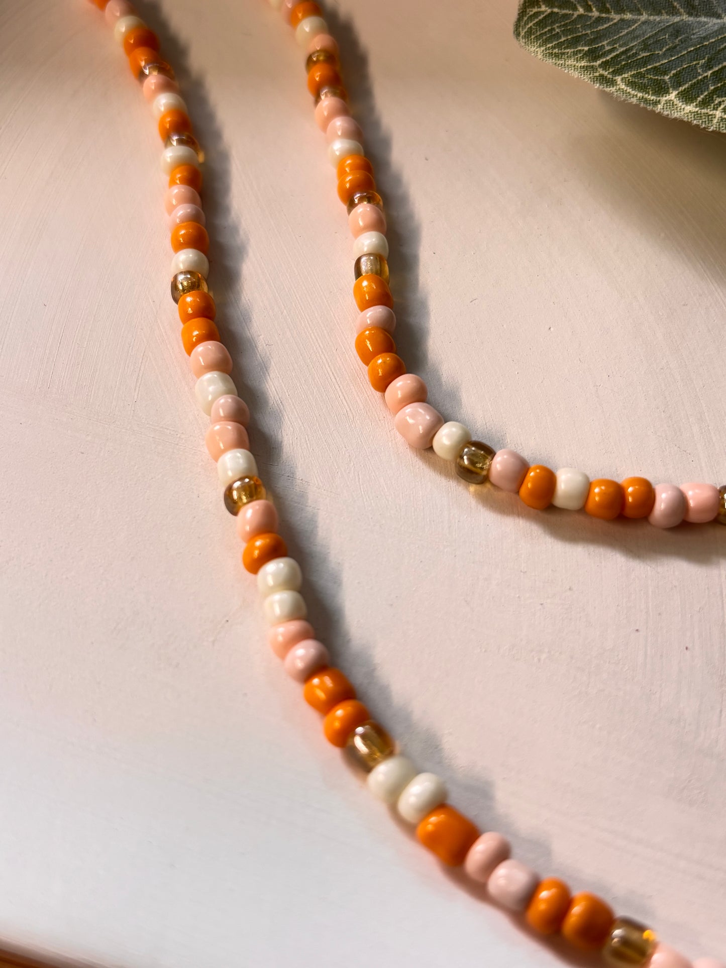 peachy seed bead choker necklace