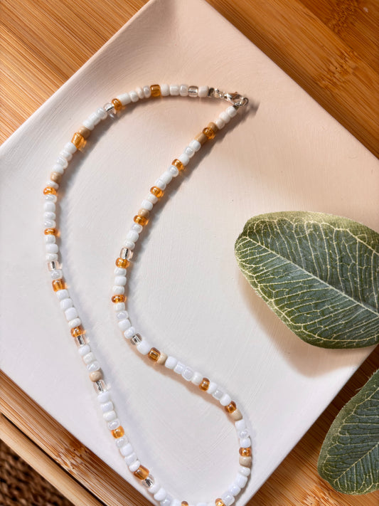 light neutral seed bead choker necklace