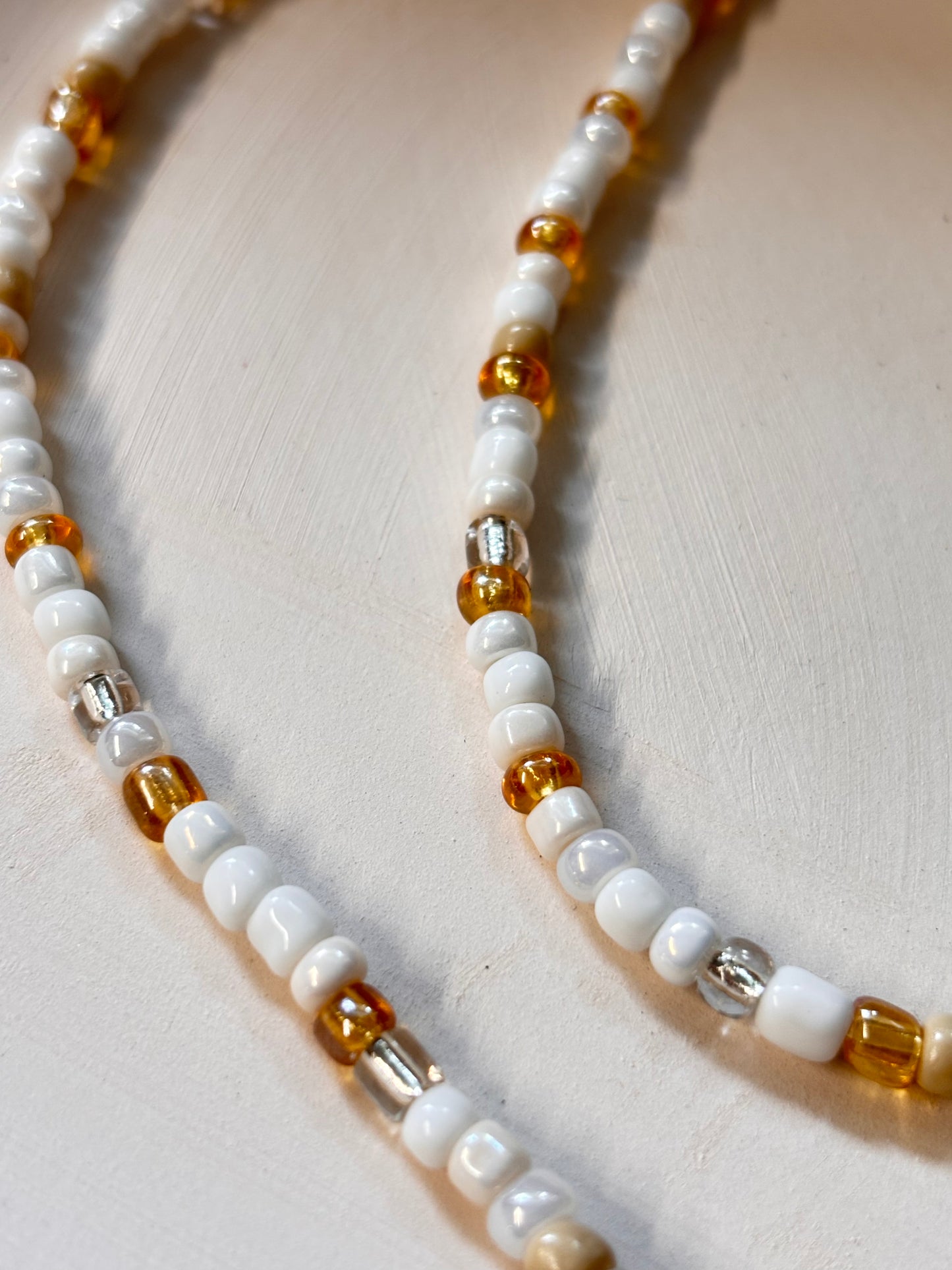 light neutral seed bead choker necklace