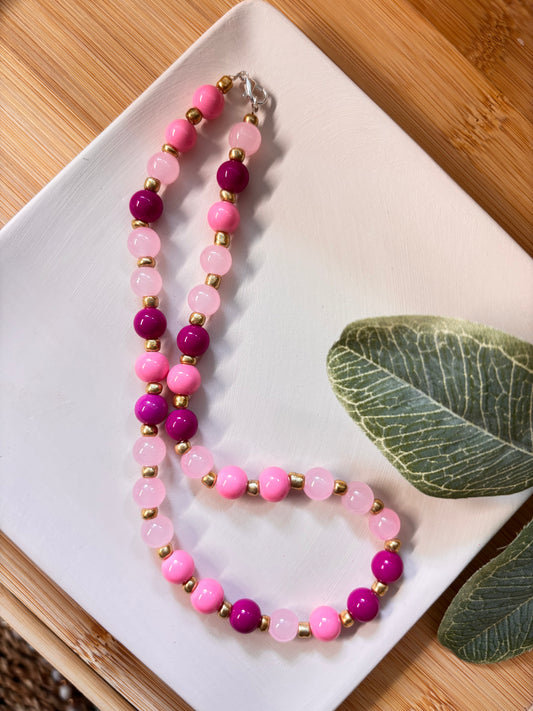 bubble gum beaded necklace