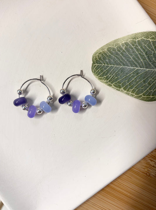 blue gradient beaded earrings
