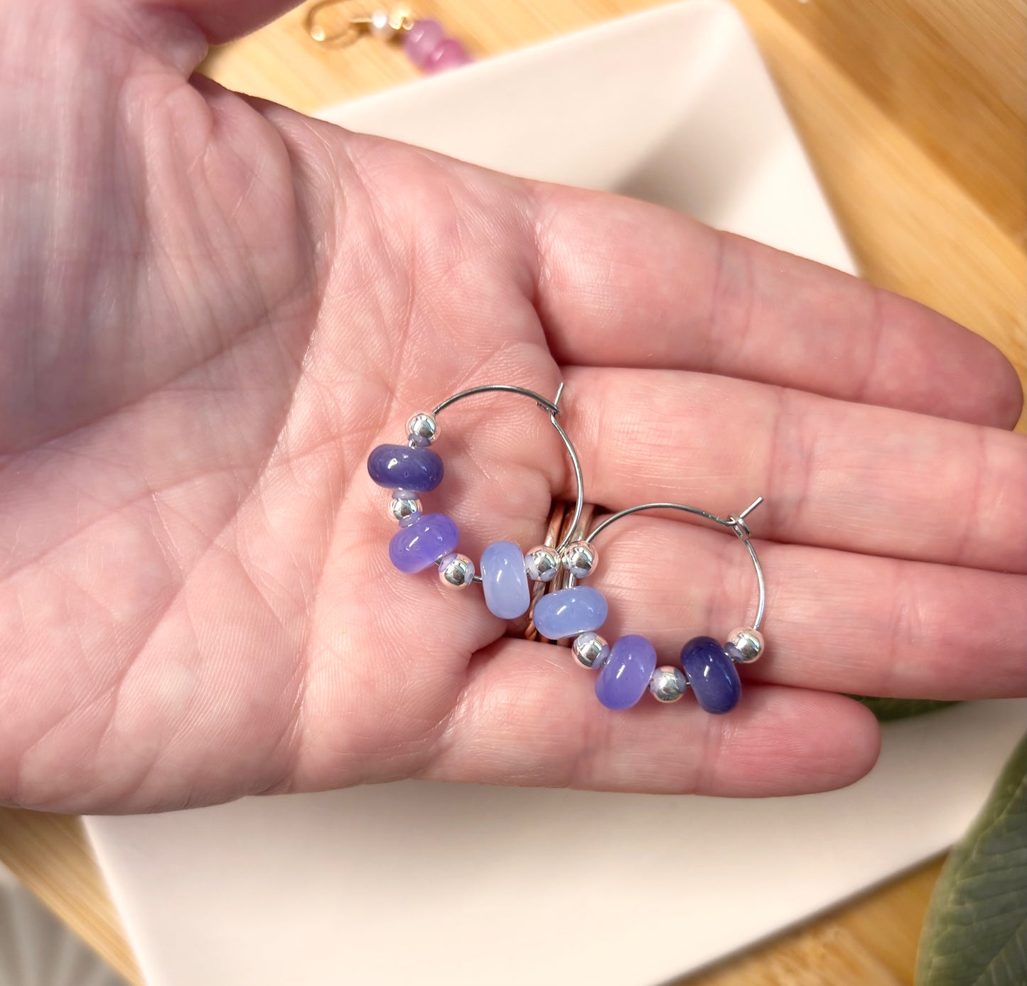 blue gradient beaded earrings