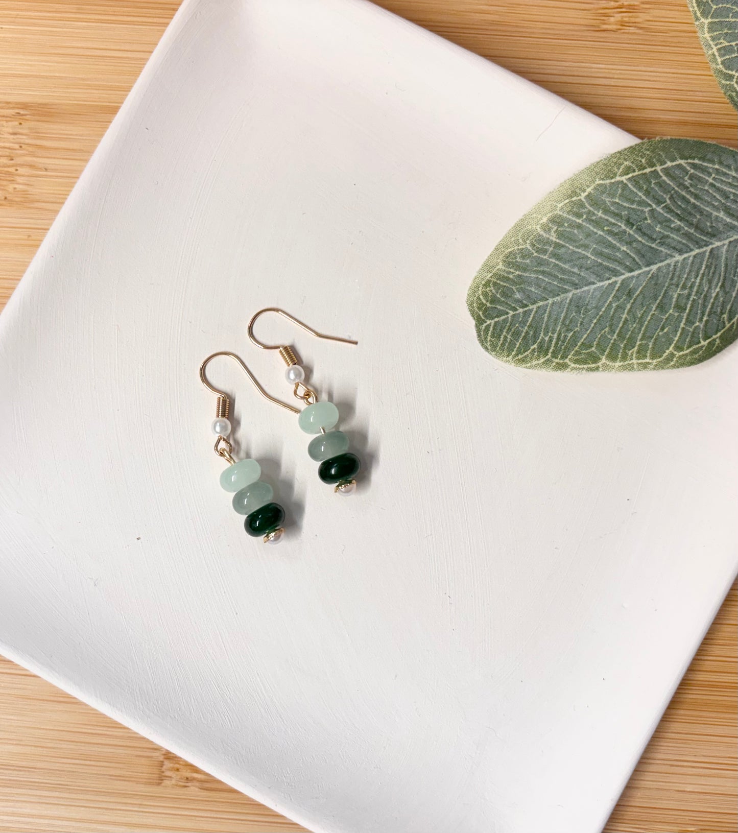 green gradient dangle earrings