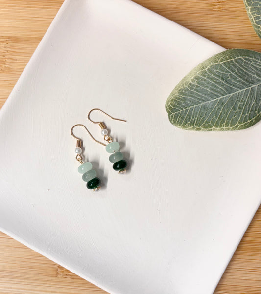 green gradient dangle earrings