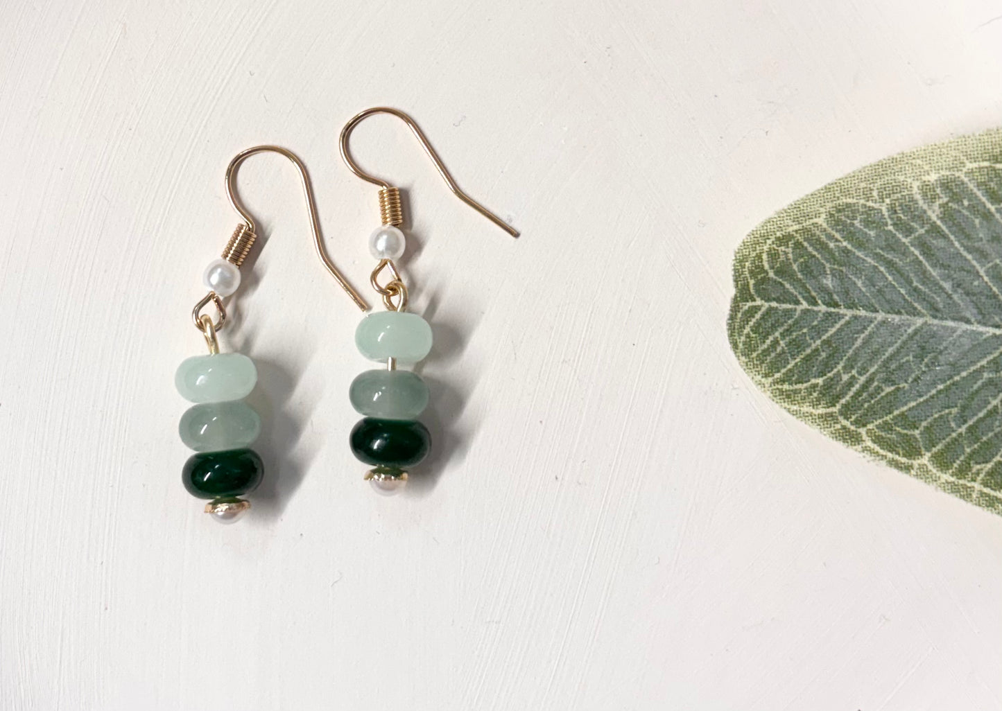 green gradient dangle earrings