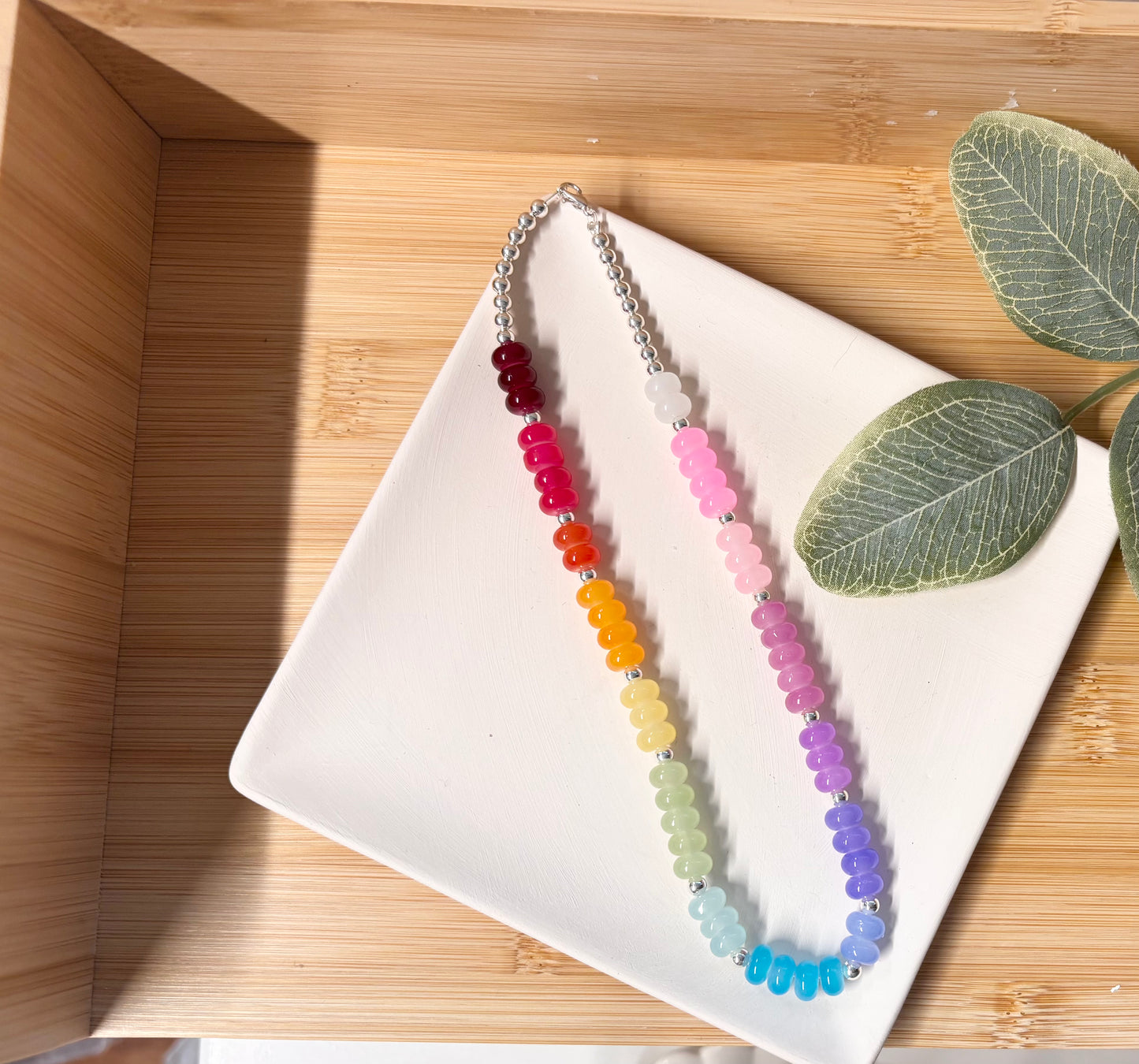rainbow beaded choker necklace