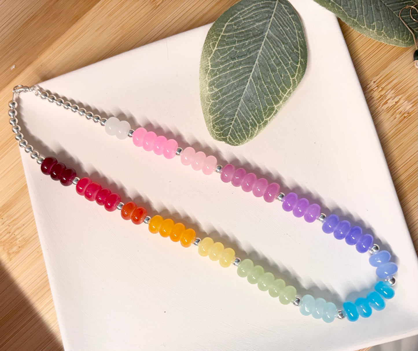 rainbow beaded choker necklace