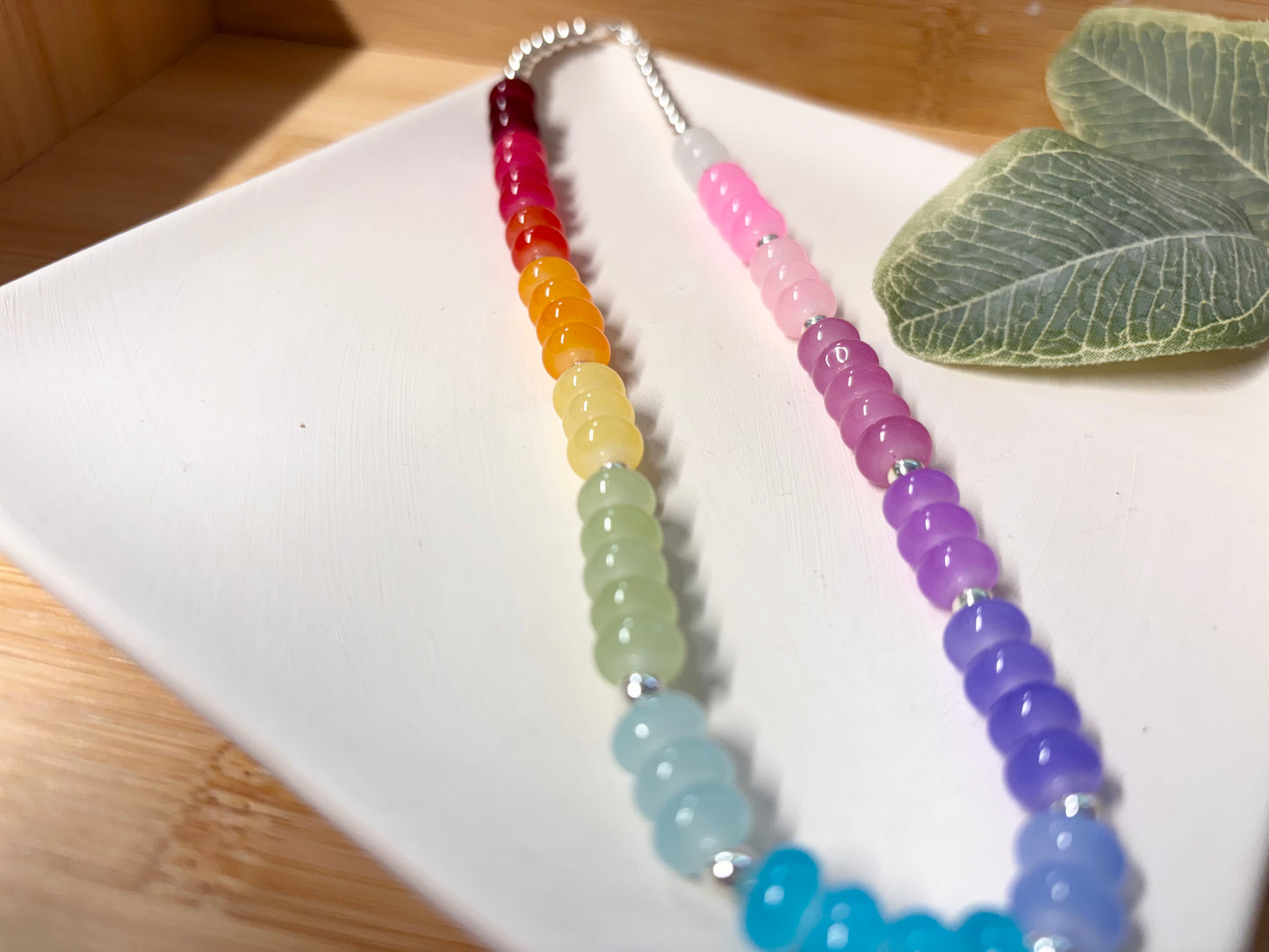 rainbow beaded choker necklace