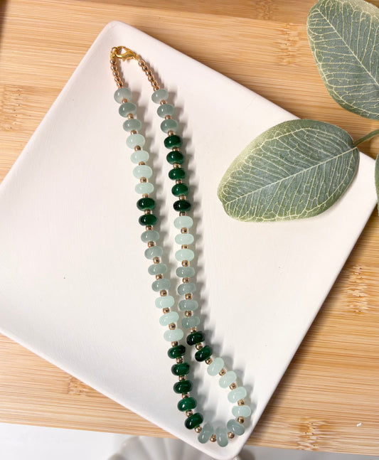 green gradient beaded choker necklace