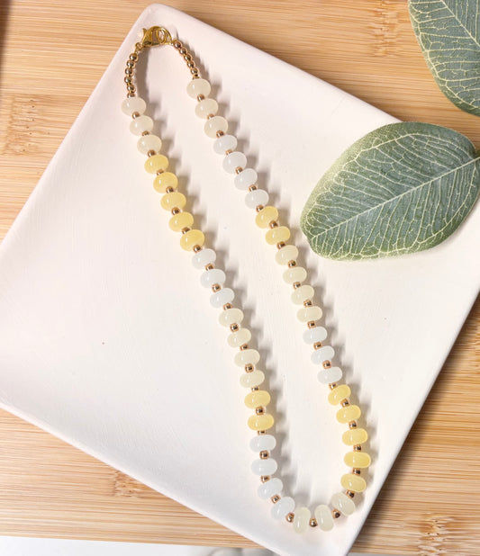 butter yellow beaded choker necklace