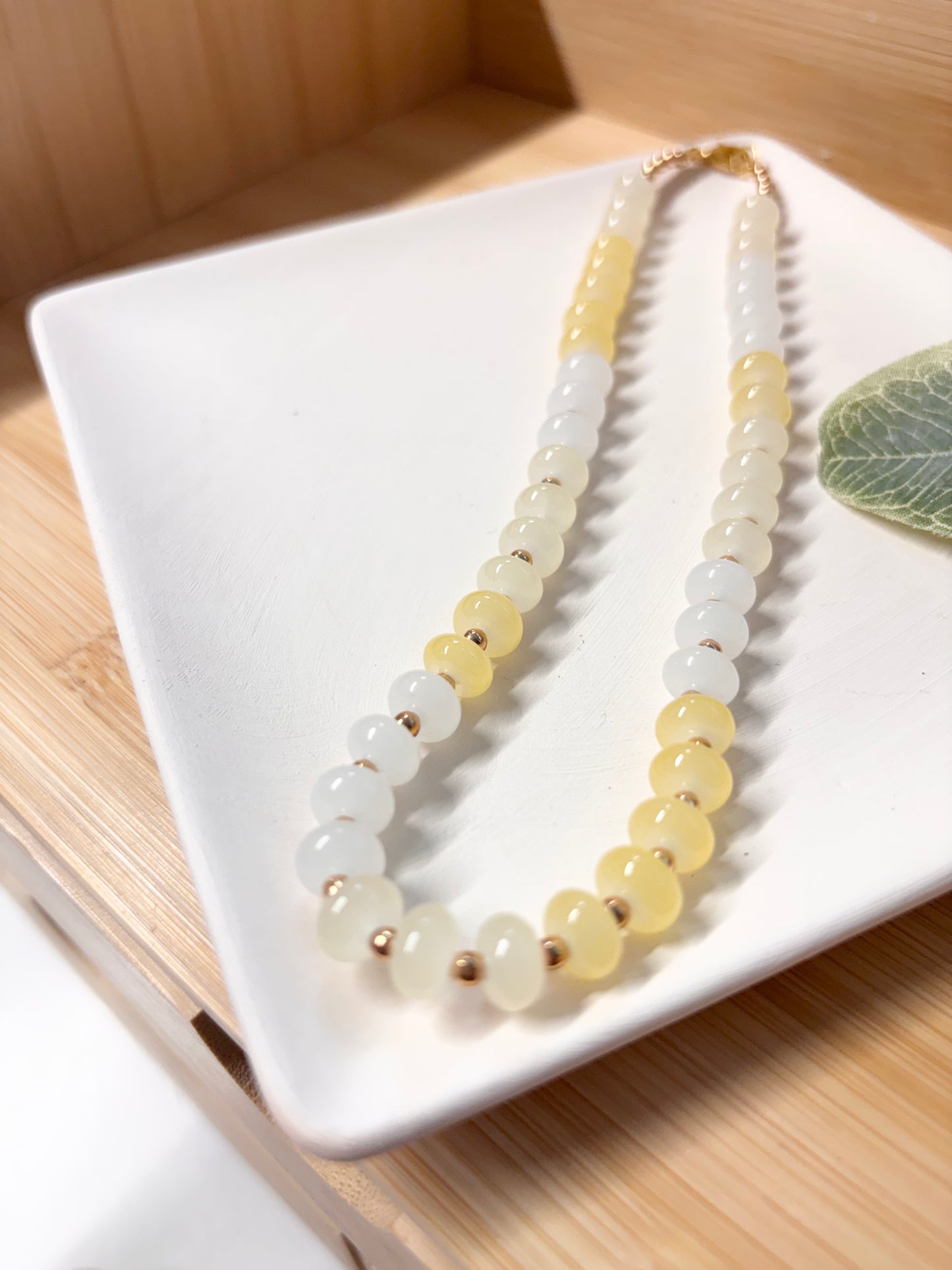 butter yellow beaded choker necklace