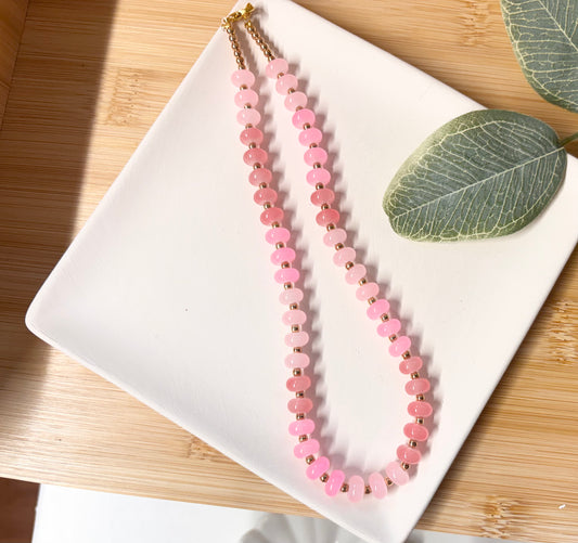 pink beaded choker necklace
