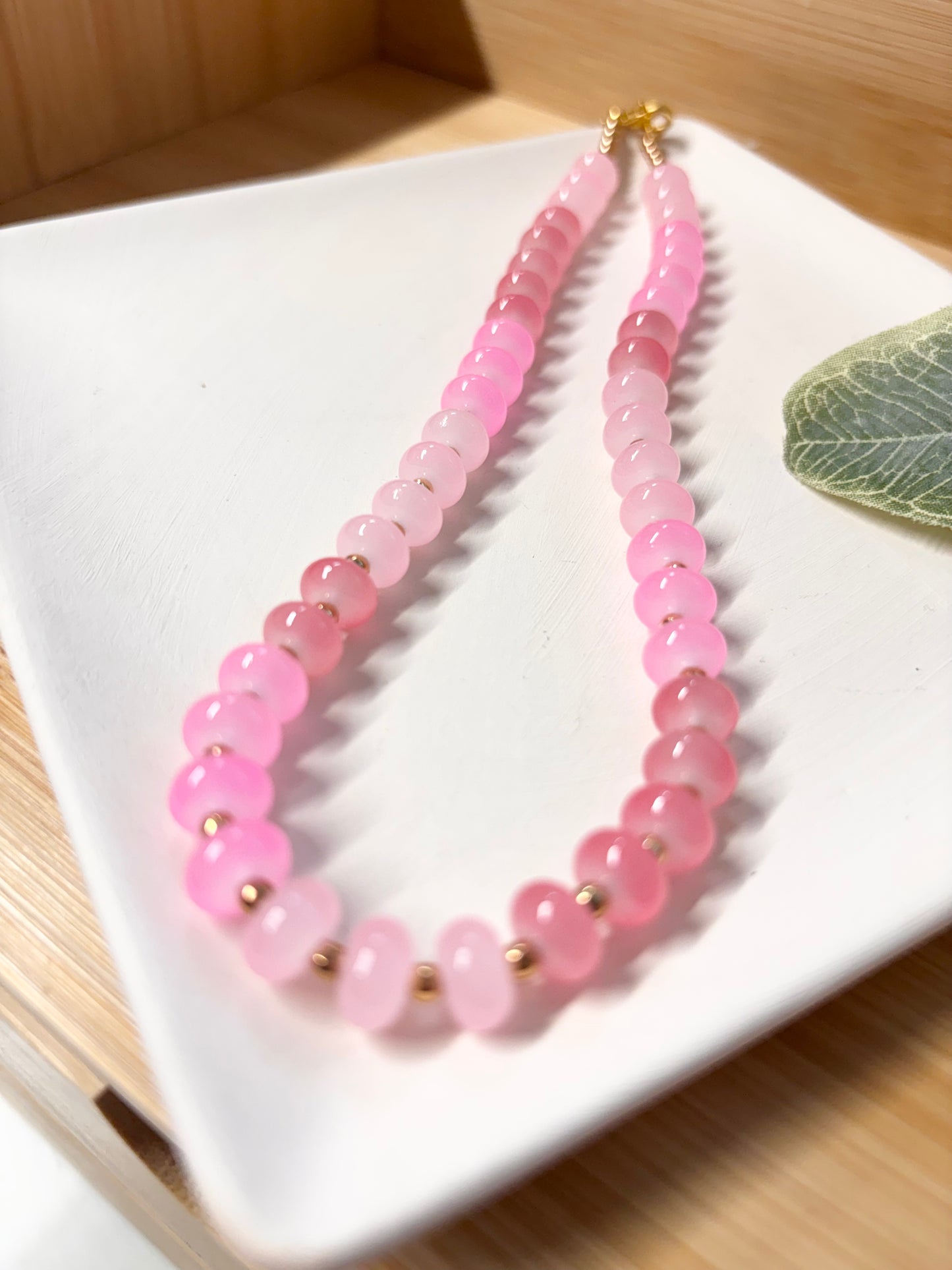 pink beaded choker necklace