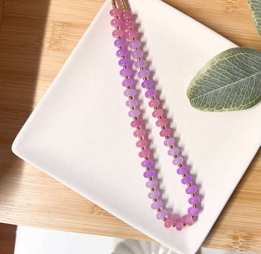 purple gradient beaded choker necklace