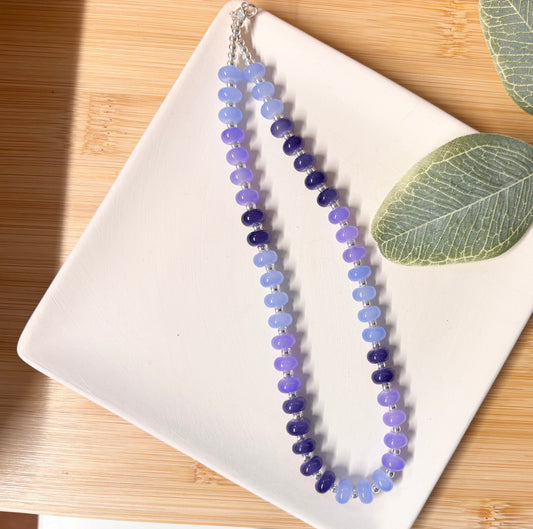 blue gradient beaded choker necklace